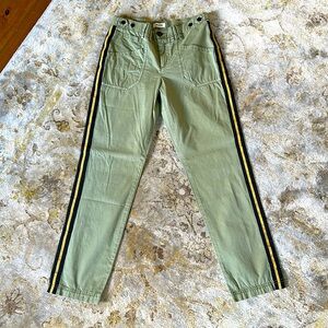 Zadig&Voltaire green pants Pamela Pomelo cotton. Side strips black and gold.